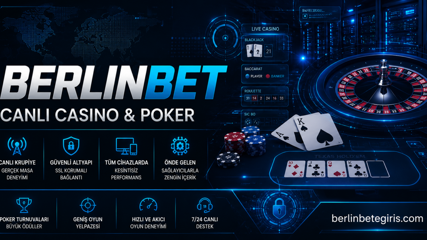 Berlinbet canlı casino, poker, rulet, blackjack gibi 100'den fazla oyunu sitede bulabilirsiniz.